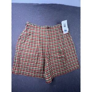 90's Liz Claiborne Plaid  High Rise A-line Shorts Size 16 New Deadstock Mom